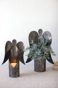 Set of 2 Rustic Metal Angel Candle Holders — image 1
