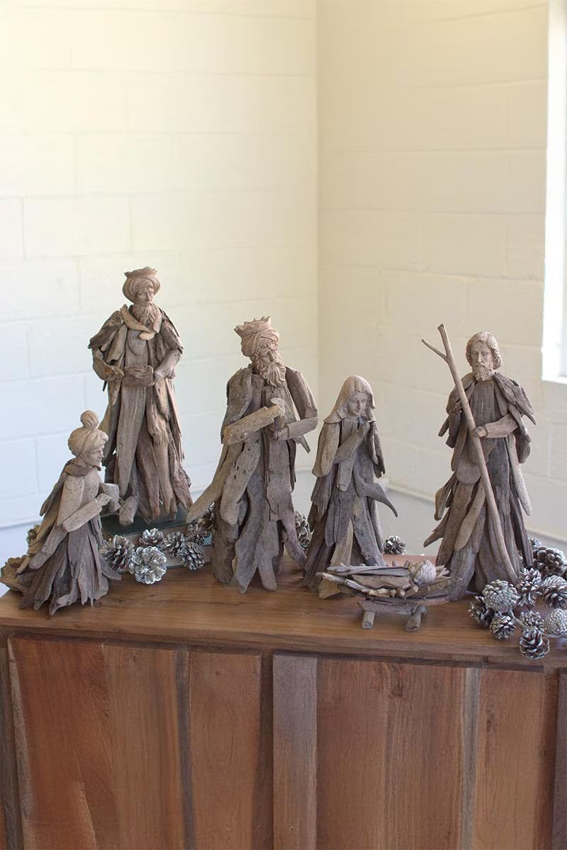 Set of 6 Driftwood Nativity Set — image 1