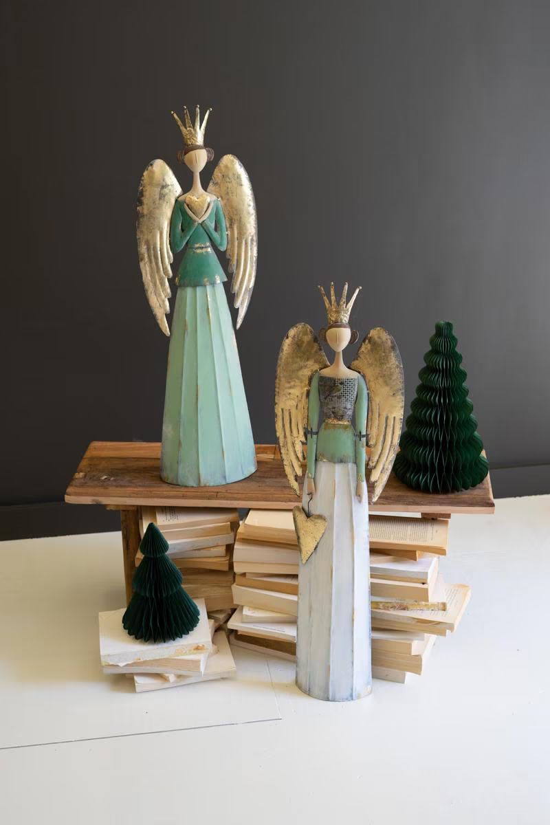 Set of 2 Painted Metal Angels — image 1