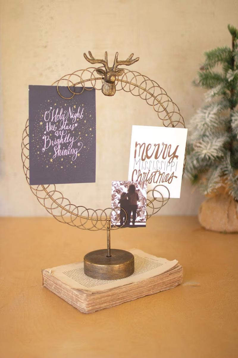 Round Wire Christmas Card Holder on a Stand — image 1