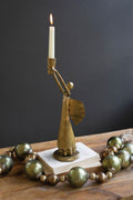 Antique Gold Metal Christmas Angel Taper Candle Holder — image 1