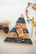 Green Marble and Acacia Wood Christmas Tree Cutting Board — image 1