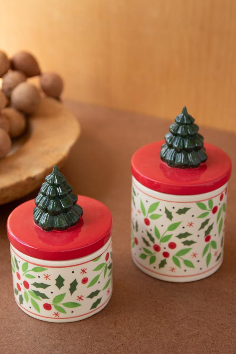 Set of 2 Ceramic Christmas Canisters — image 1