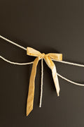Gold Velvet Bow Garland with Faux Pearl Swag — image 1