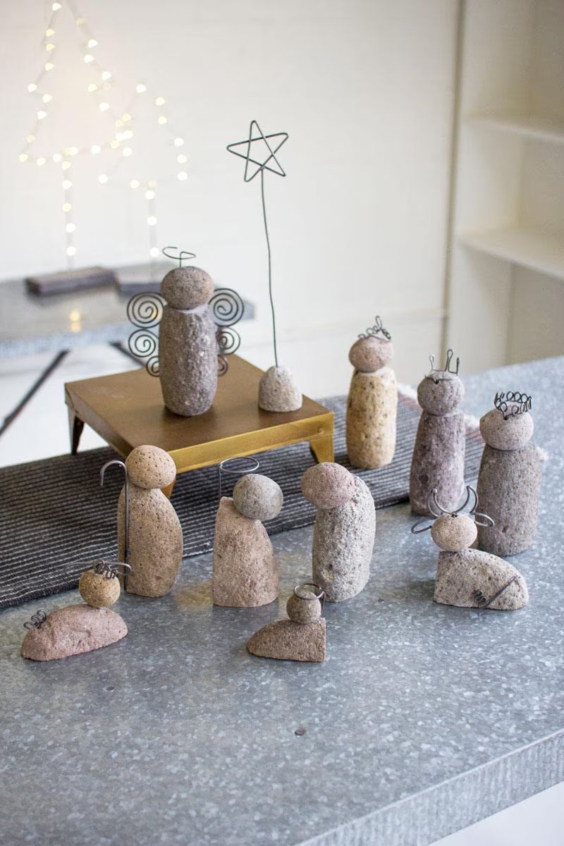 Set of 12 River Rock Nativity Scene — image 1