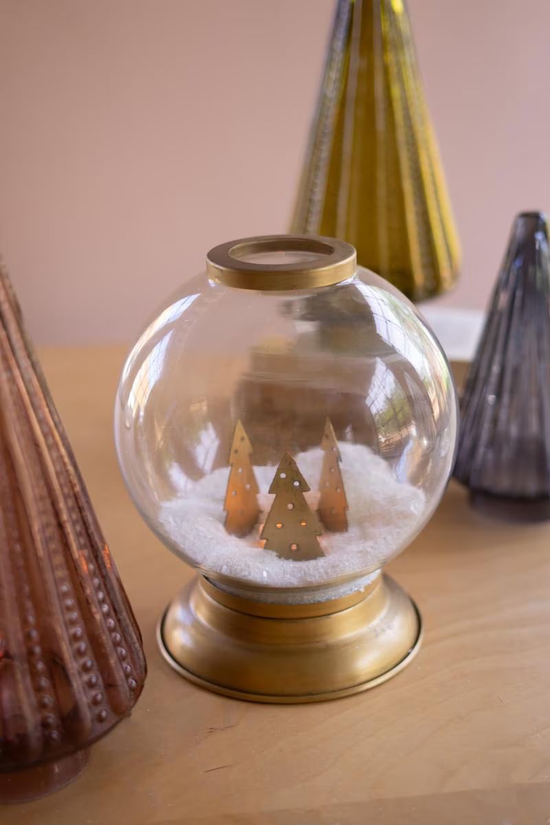 Glass and Metal Globe Candle Holder — image 2