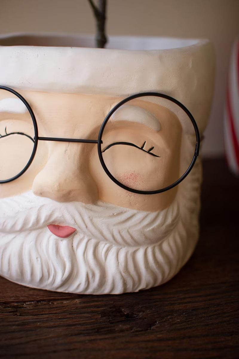 Set of 2 Concrete Santa Planters — image 2
