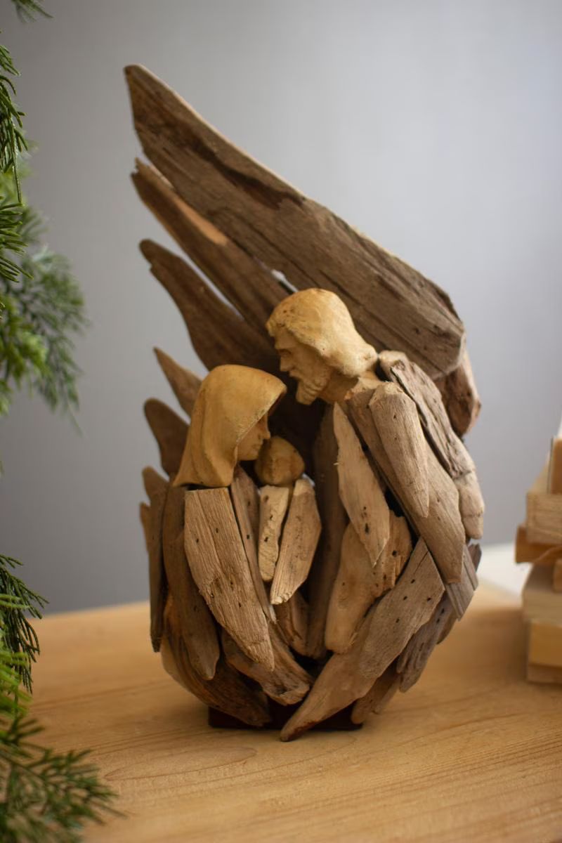 Driftwood Mary, Joseph and Jesus with Wings — image 2