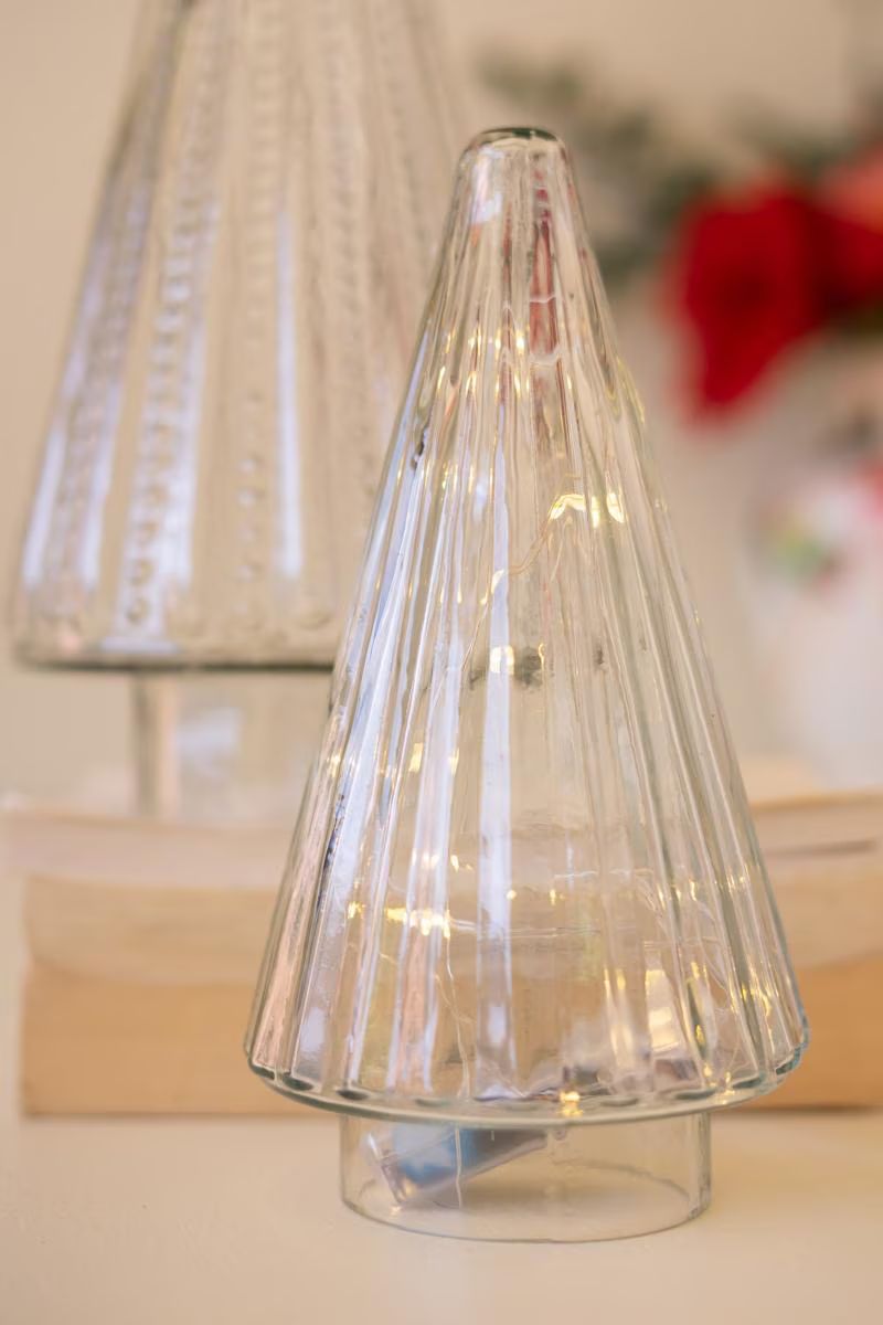 Set of 2 Clear Glass Christmas Trees — image 2