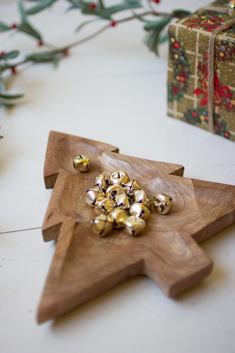 Carved Wooden Christmas Tree Platter — image 2