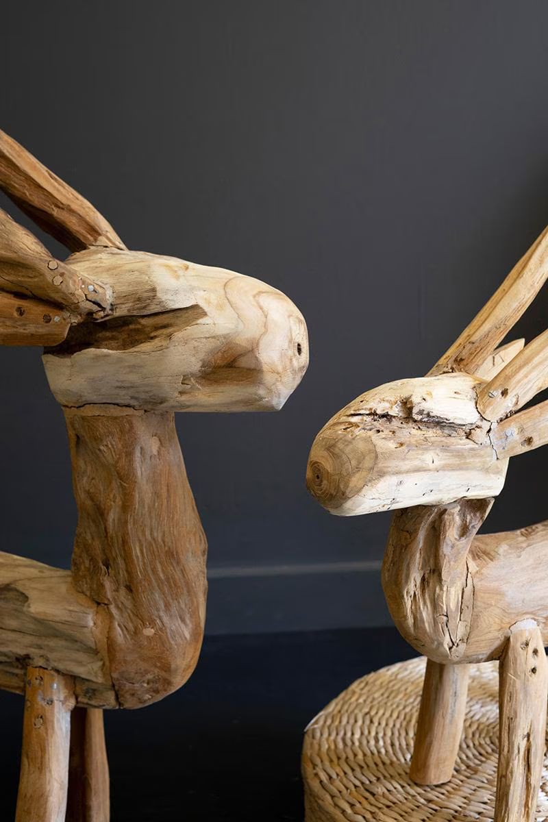 Set of 2 Rustic Teak Reindeer — image 2