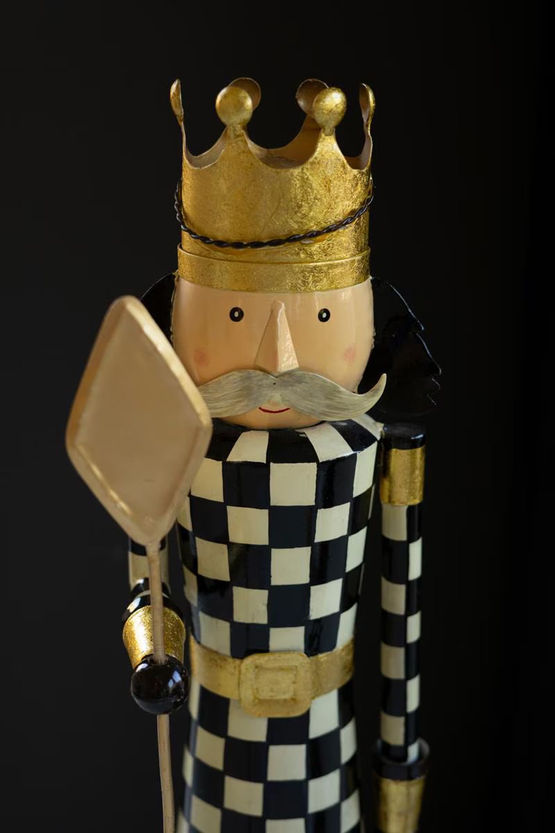 Set of 2 Painted Metal and Wood Checkerboard Nutcrackers — image 2