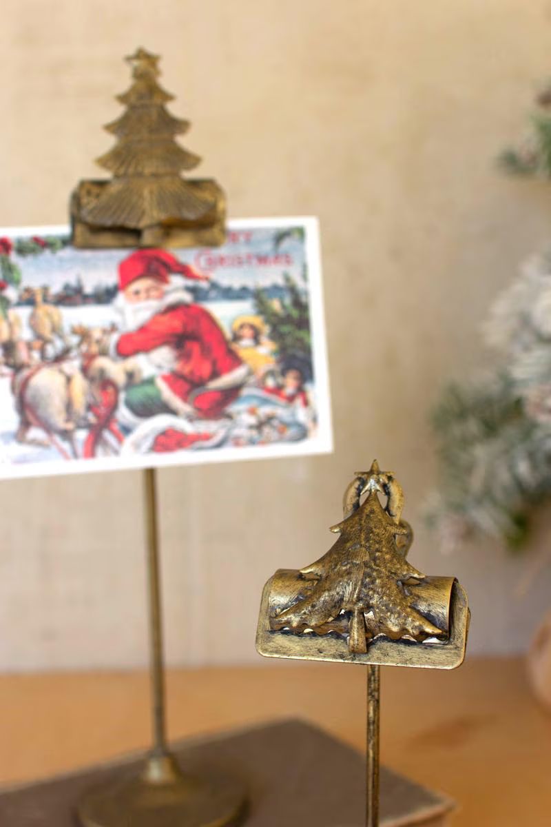 Set of 2 Christmas Tree Card Clips on Stands — image 2