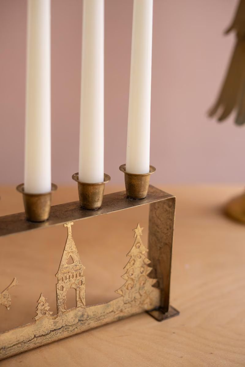 Antique Gold Table Top Christmas Candelabra — image 2