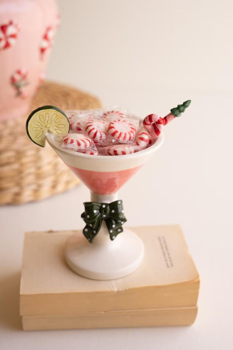Set of 2 Novelty Ceramic Christmas Martini Glasses — image 2