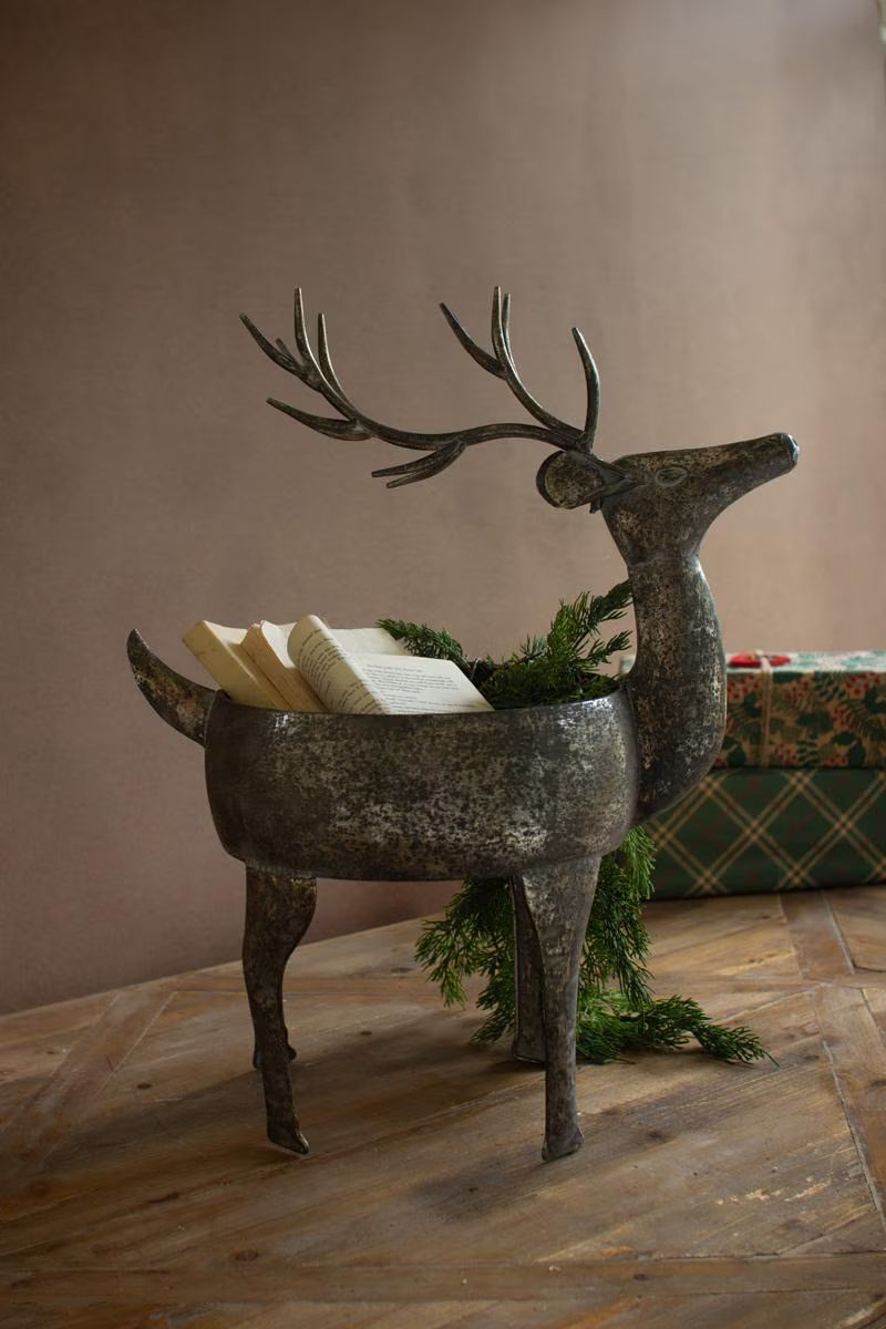 Rustic Metal Reindeer Planter — image 2