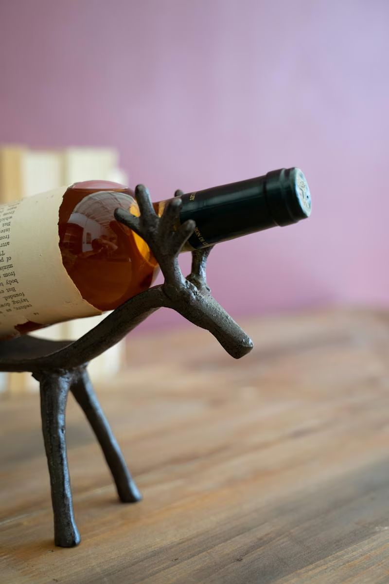 Cast Iron Reindeer Wine Bottle Holder — image 2