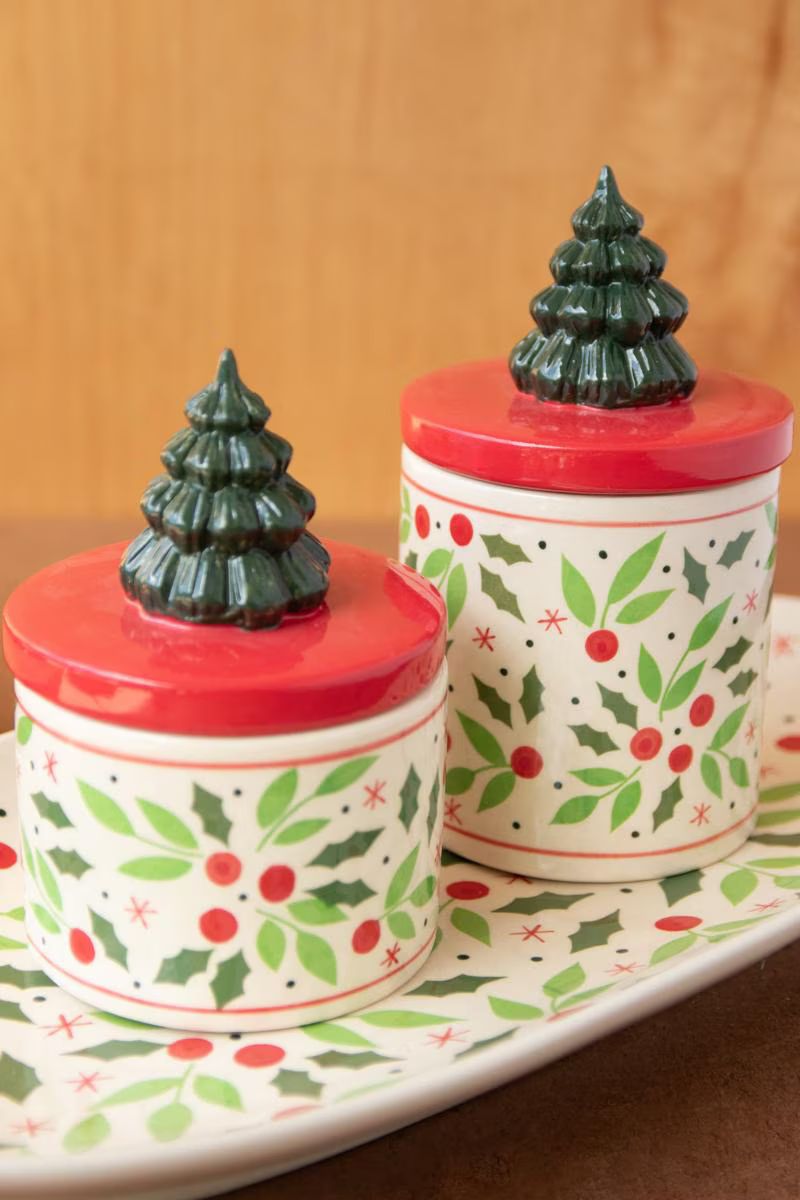 Set of 2 Ceramic Christmas Canisters — image 2