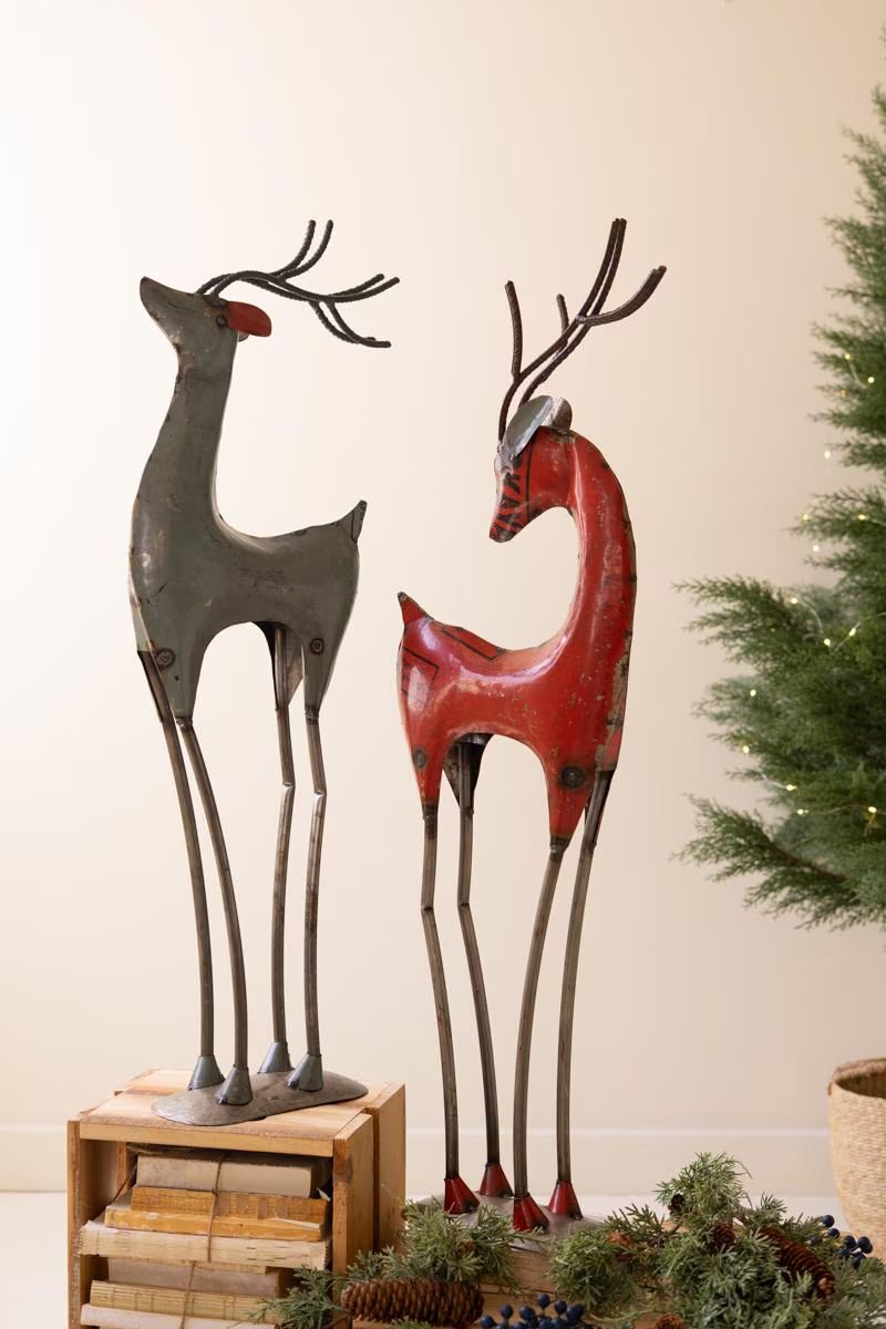 Set of 2 Recycled Iron Deer — image 2