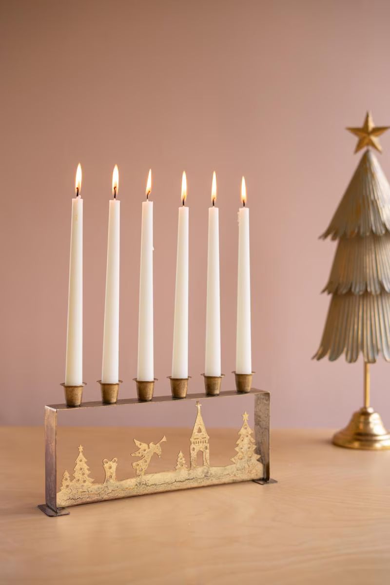 Antique Gold Table Top Christmas Candelabra — image 3