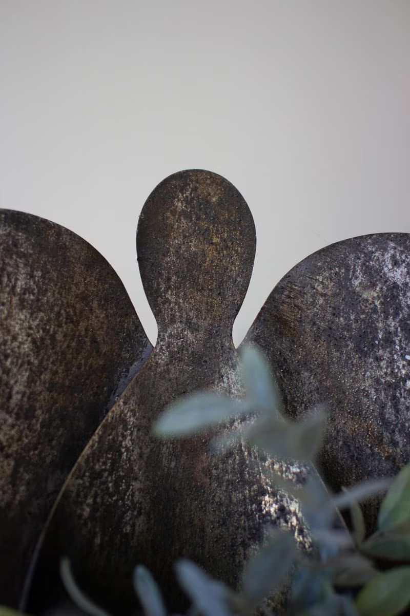 Set of 2 Rustic Metal Angel Candle Holders — image 3