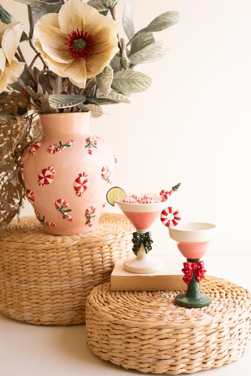 Set of 2 Novelty Ceramic Christmas Martini Glasses — image 3