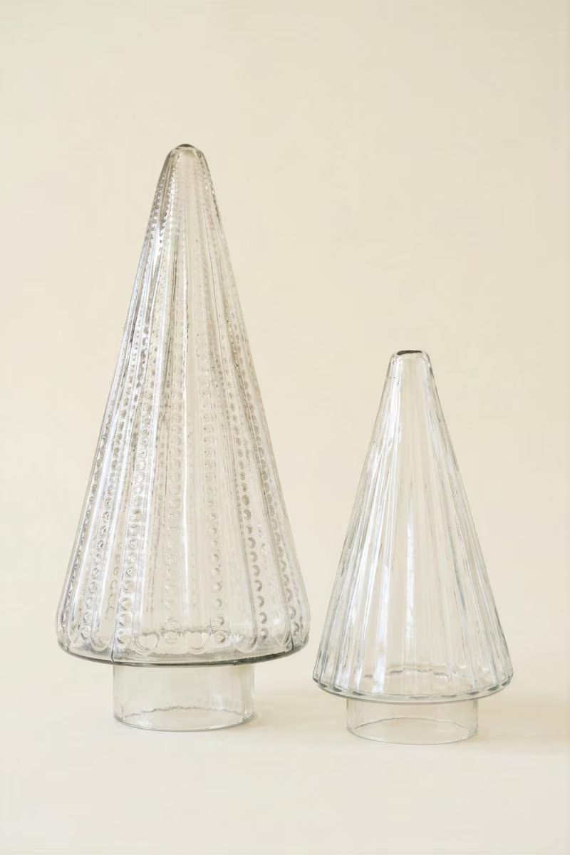Set of 2 Clear Glass Christmas Trees — image 3
