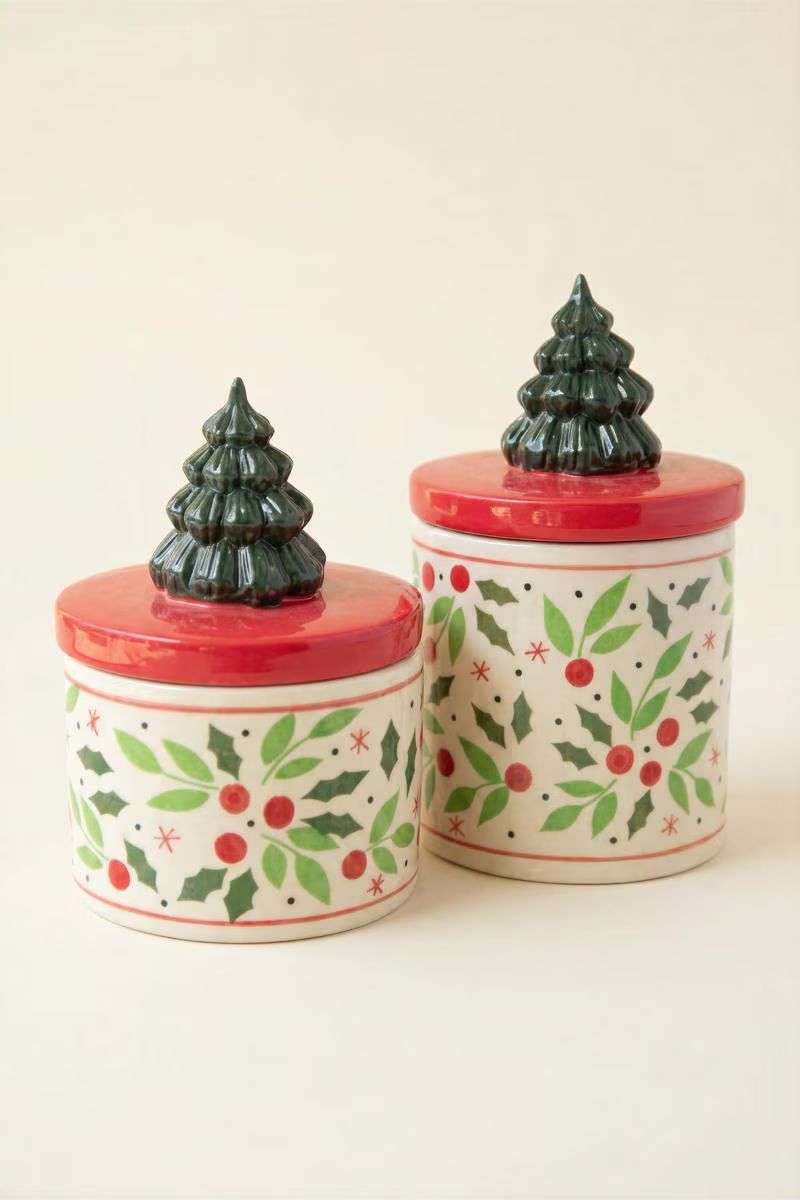 Set of 2 Ceramic Christmas Canisters — image 3