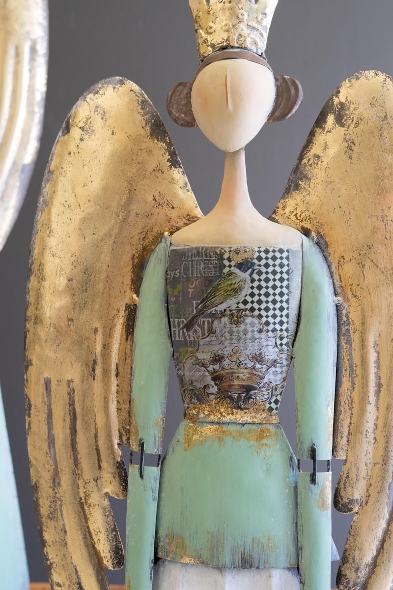Set of 2 Painted Metal Angels — image 3
