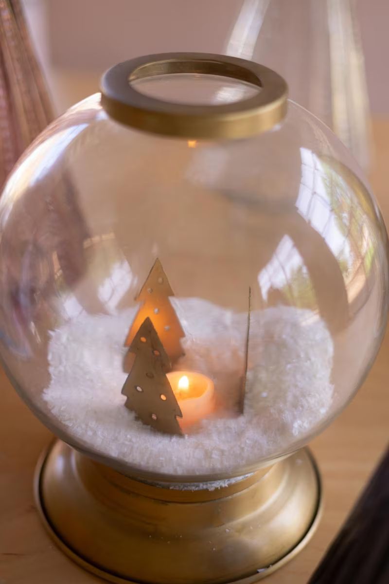 Glass and Metal Globe Candle Holder — image 3