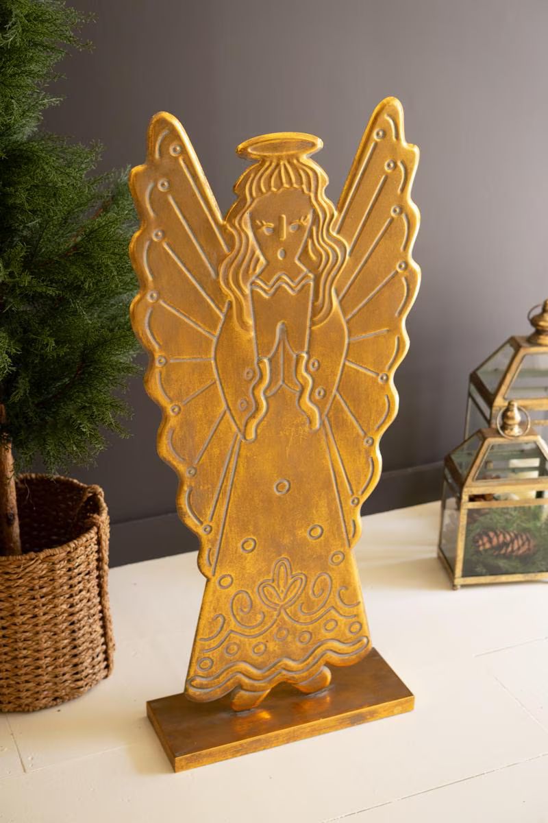 Antique Gold Metal Angel — image 3