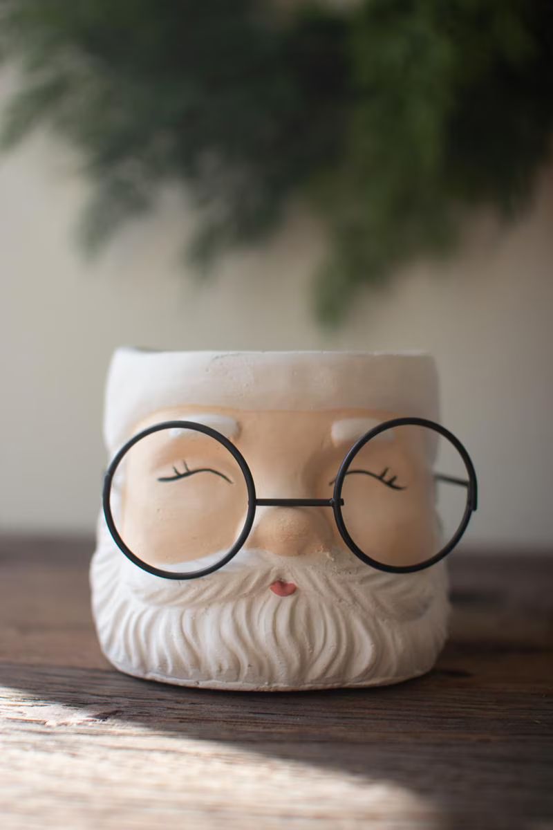 Set of 2 Concrete Santa Planters — image 3