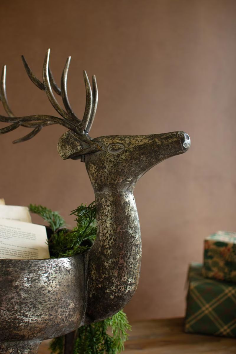 Rustic Metal Reindeer Planter — image 4