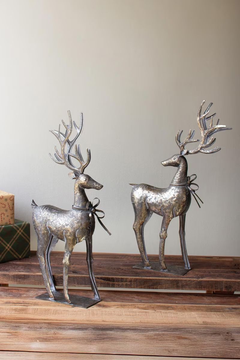 Set of 2 Rustic Metal Reindeer — image 4