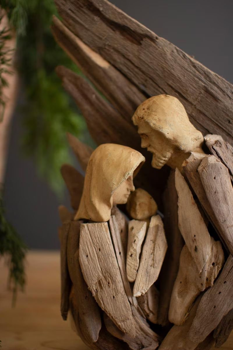 Driftwood Mary, Joseph and Jesus with Wings — image 4