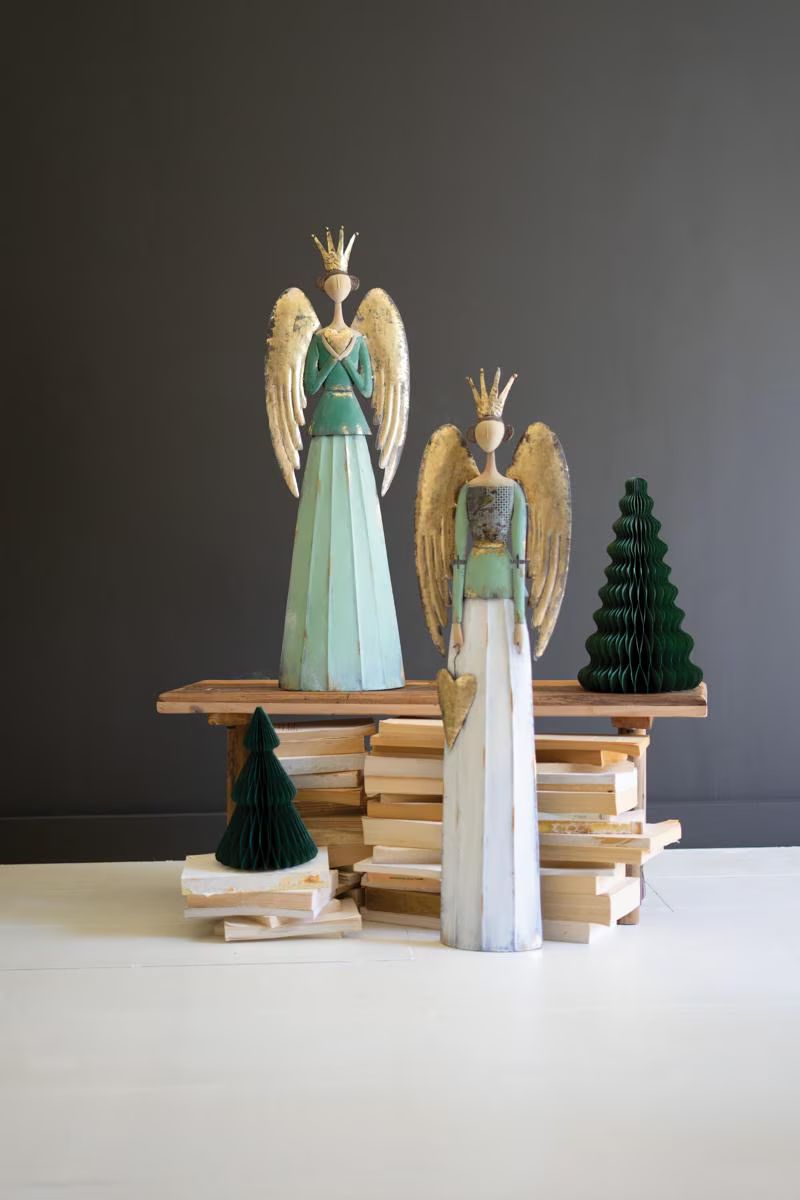 Set of 2 Painted Metal Angels — image 4