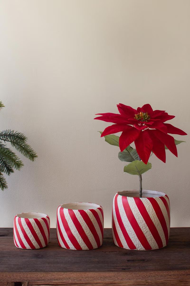 Set of 3 Concrete Candy Cane Planters — image 4