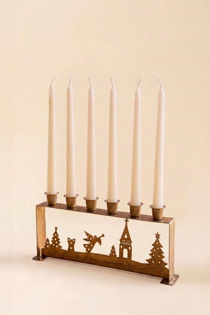 Antique Gold Table Top Christmas Candelabra — image 4