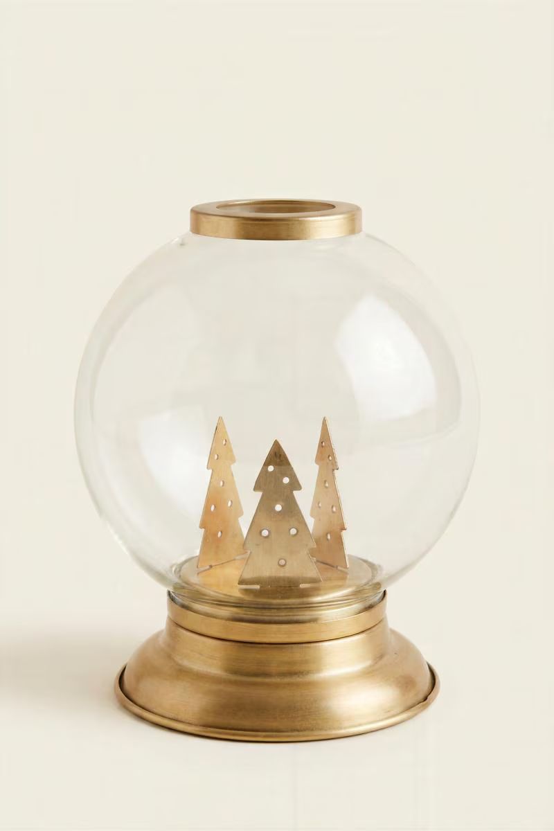 Glass and Metal Globe Candle Holder — image 5