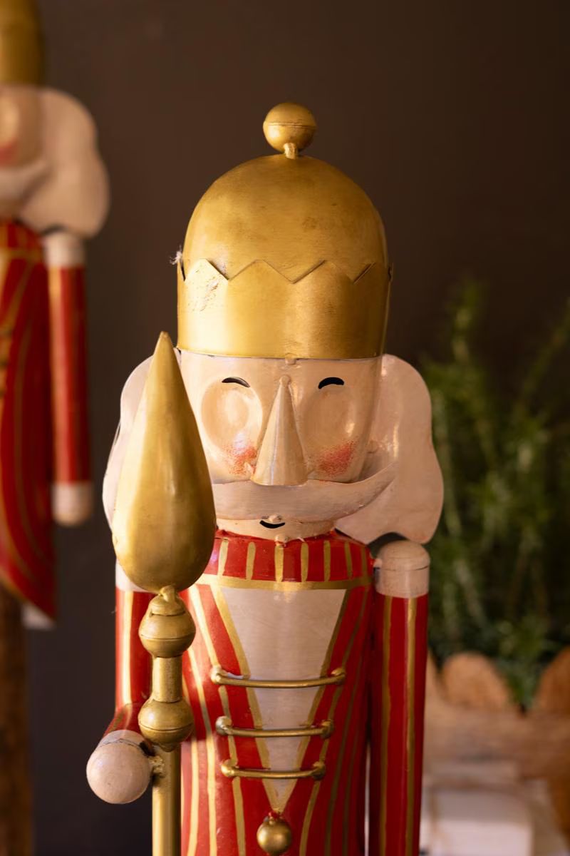 Set of 2 Painted Metal Nutcrackers on Wood Bases — image 5