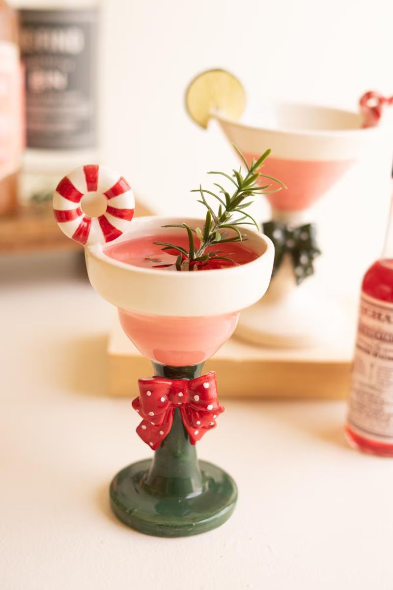 Set of 2 Novelty Ceramic Christmas Martini Glasses — image 7