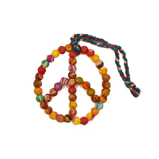 Kantha Ball Peace Sign Ornament