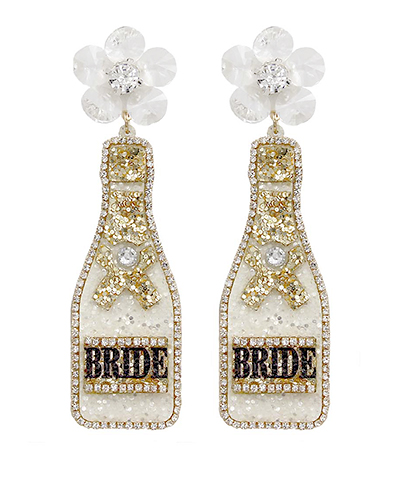 Bride Champagne Bottle Earrings