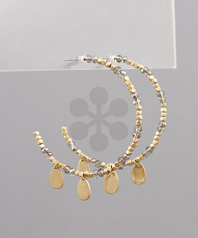 Teardrop Charm Bead Open Hoops
