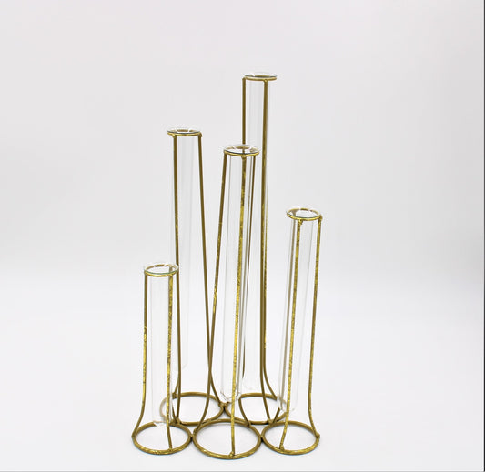 Gold Test Tube Vase Holder