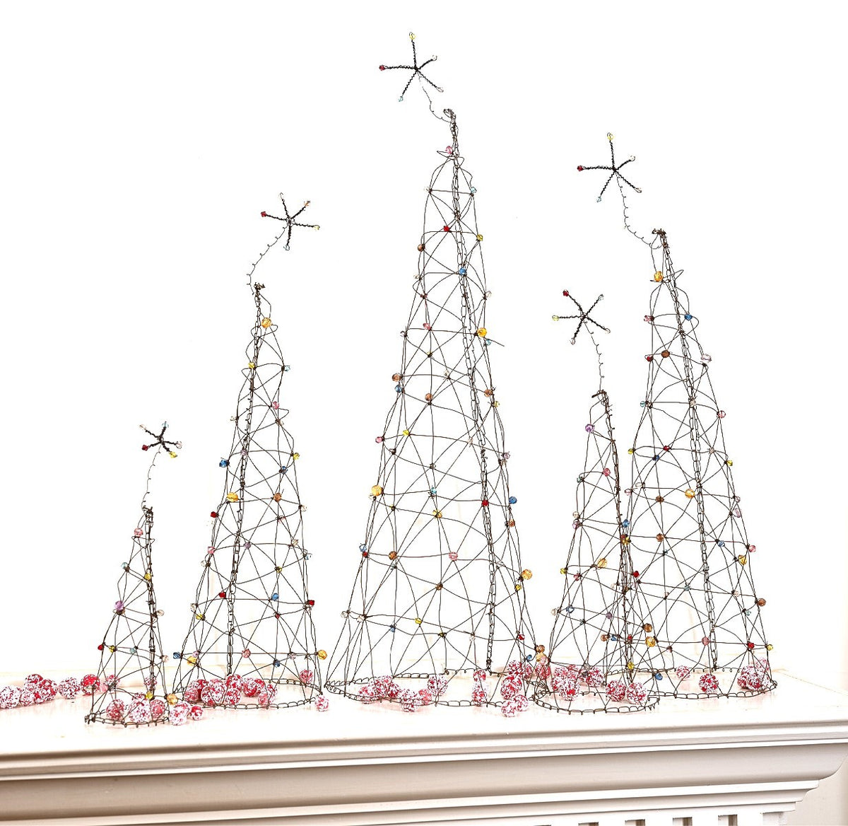 Jeweled Wire Cone Trees