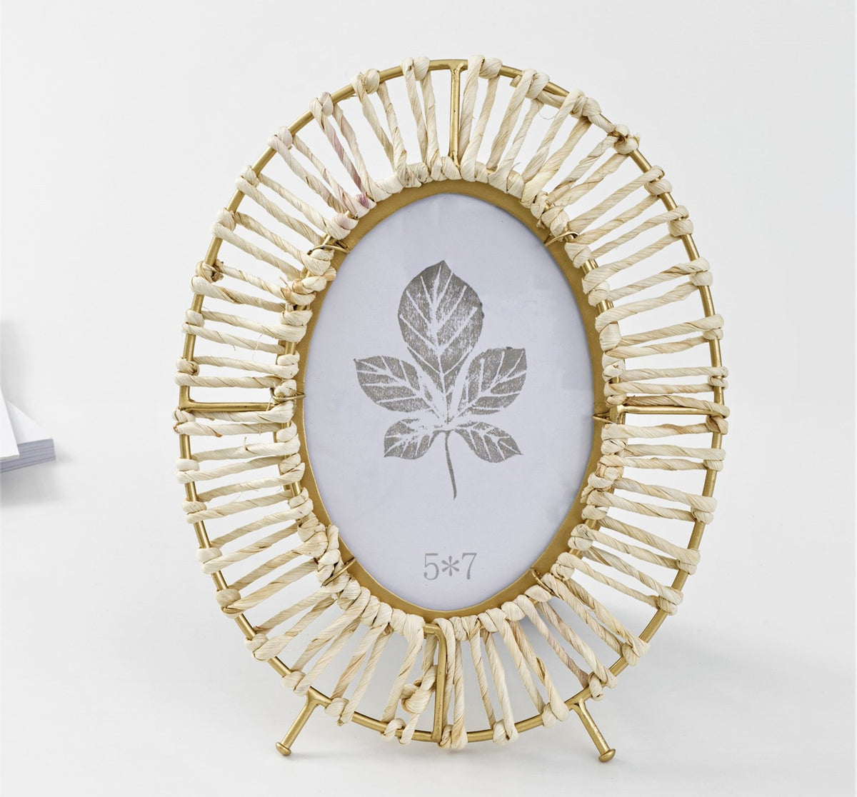 Metal & Rattan Oval Photo Frame