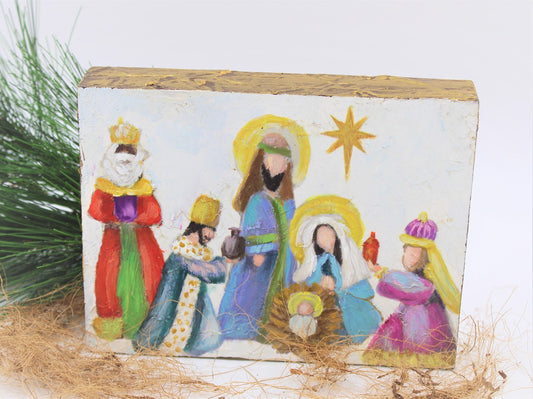 Hand-Painted Nativity Box Sign