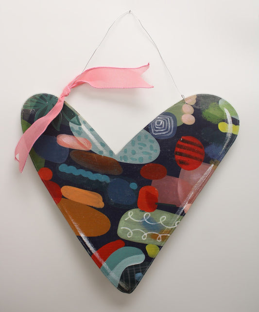 Handpainted Abstract Heart Door Decor