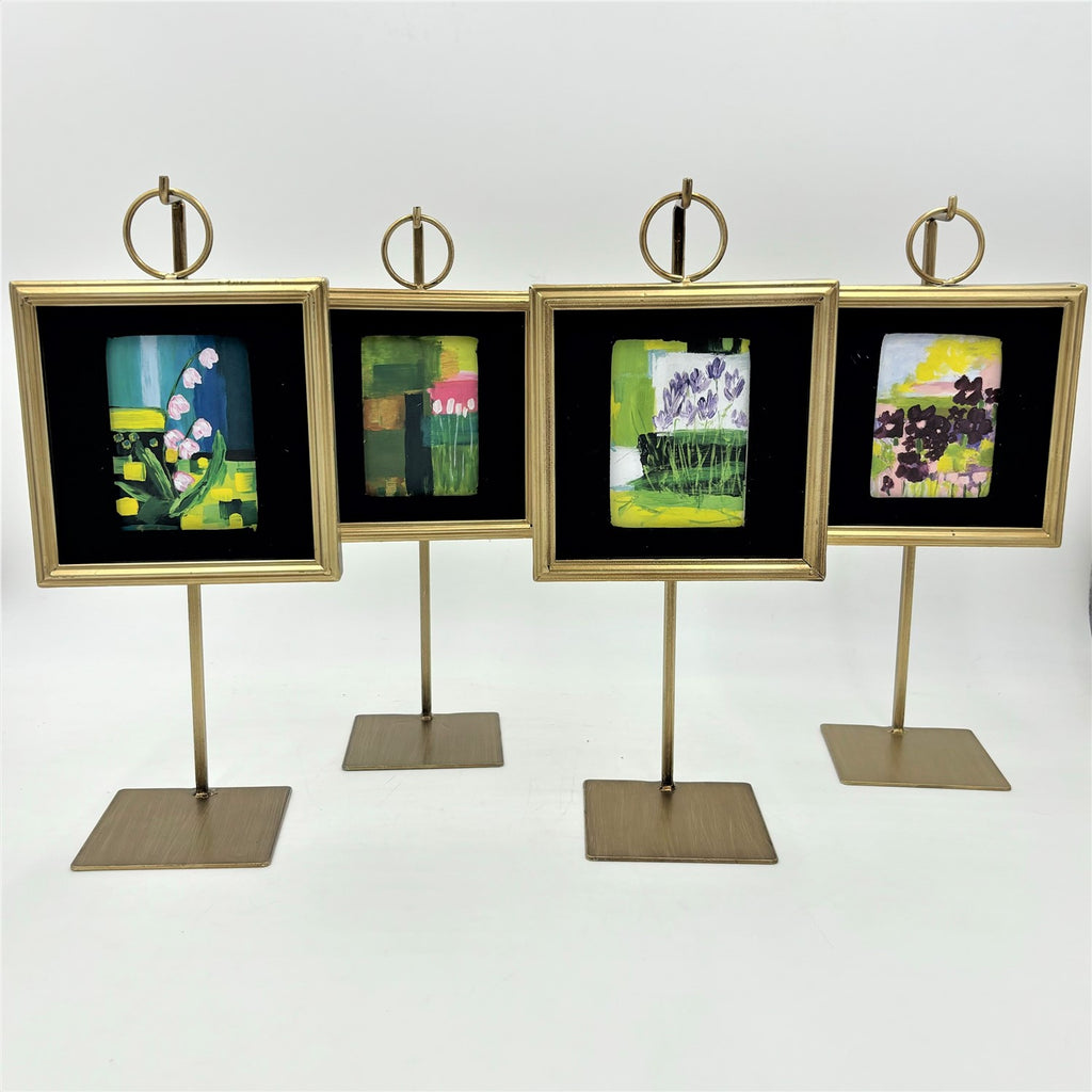 Abstract Floral Art on Metal Stand